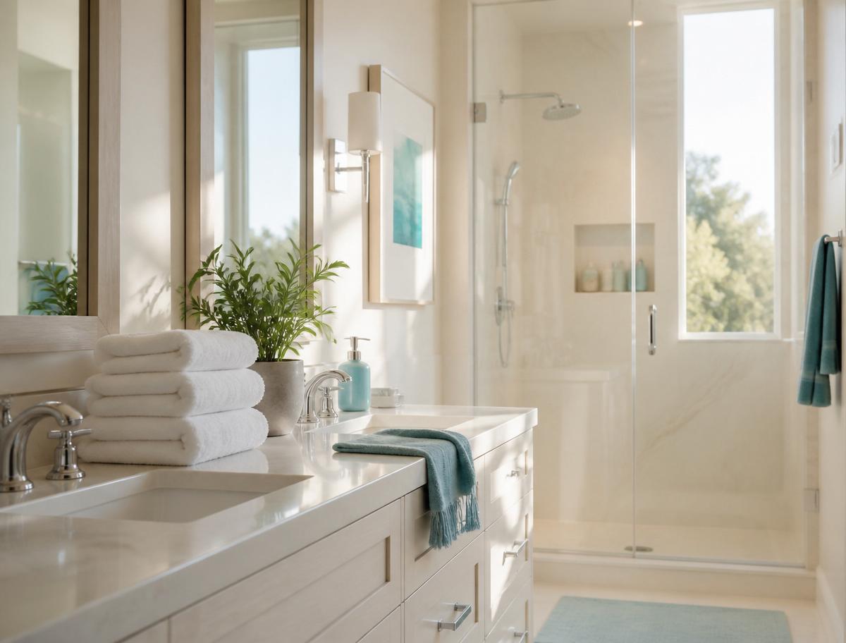 Bright, freshly cleaned bathroom