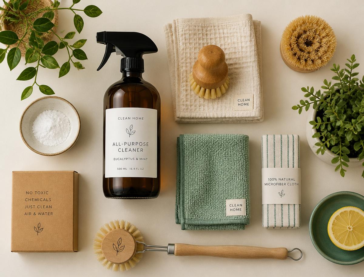 Neatly arranged eco-friendly supplies