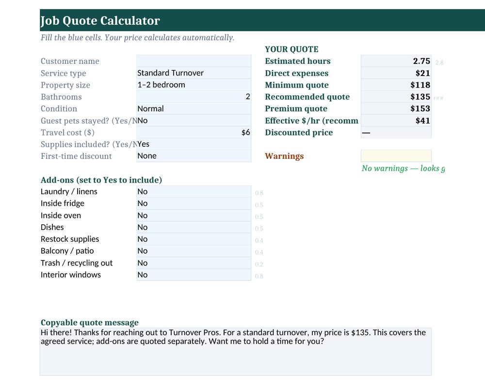 Job quote calculator preview