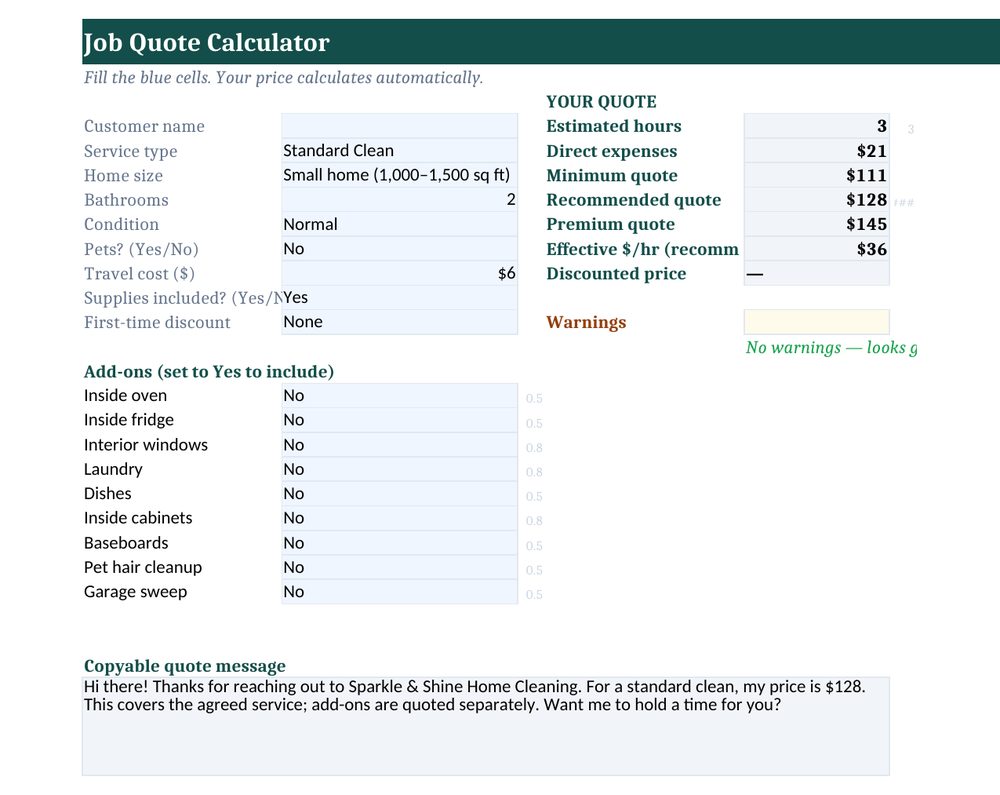 Job quote calculator preview