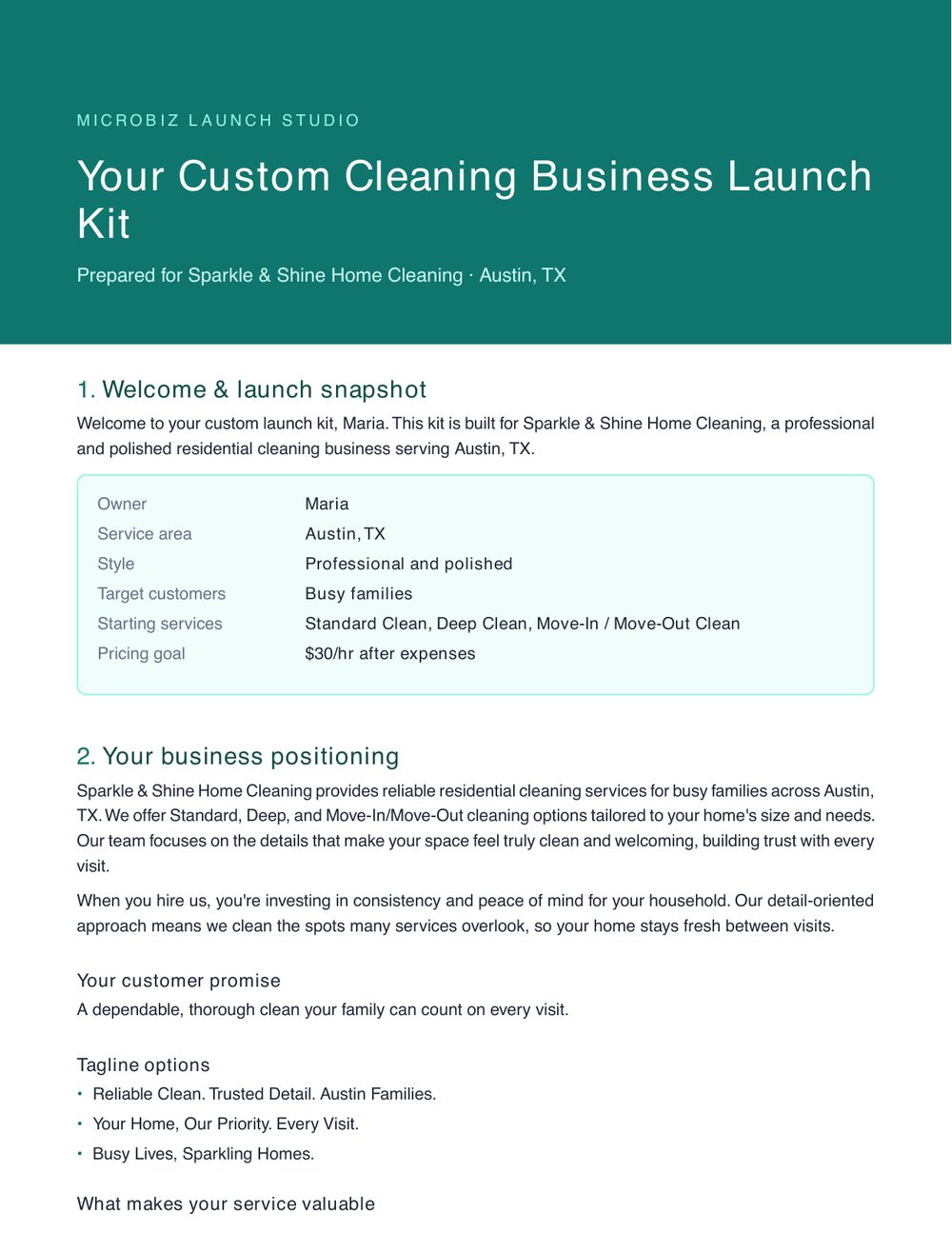 Personalized launch guide preview