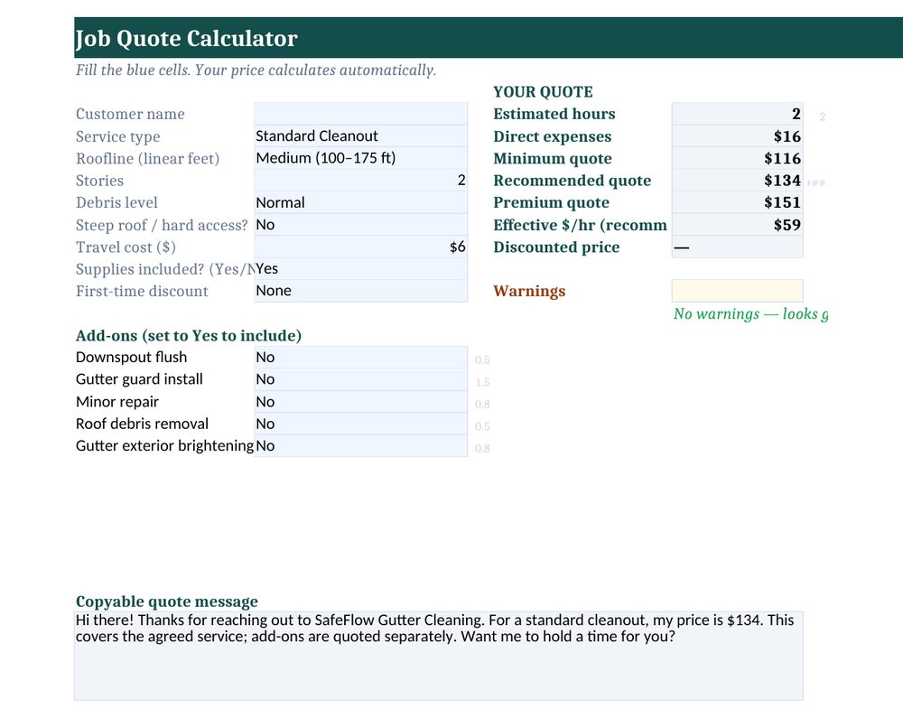 Job quote calculator preview
