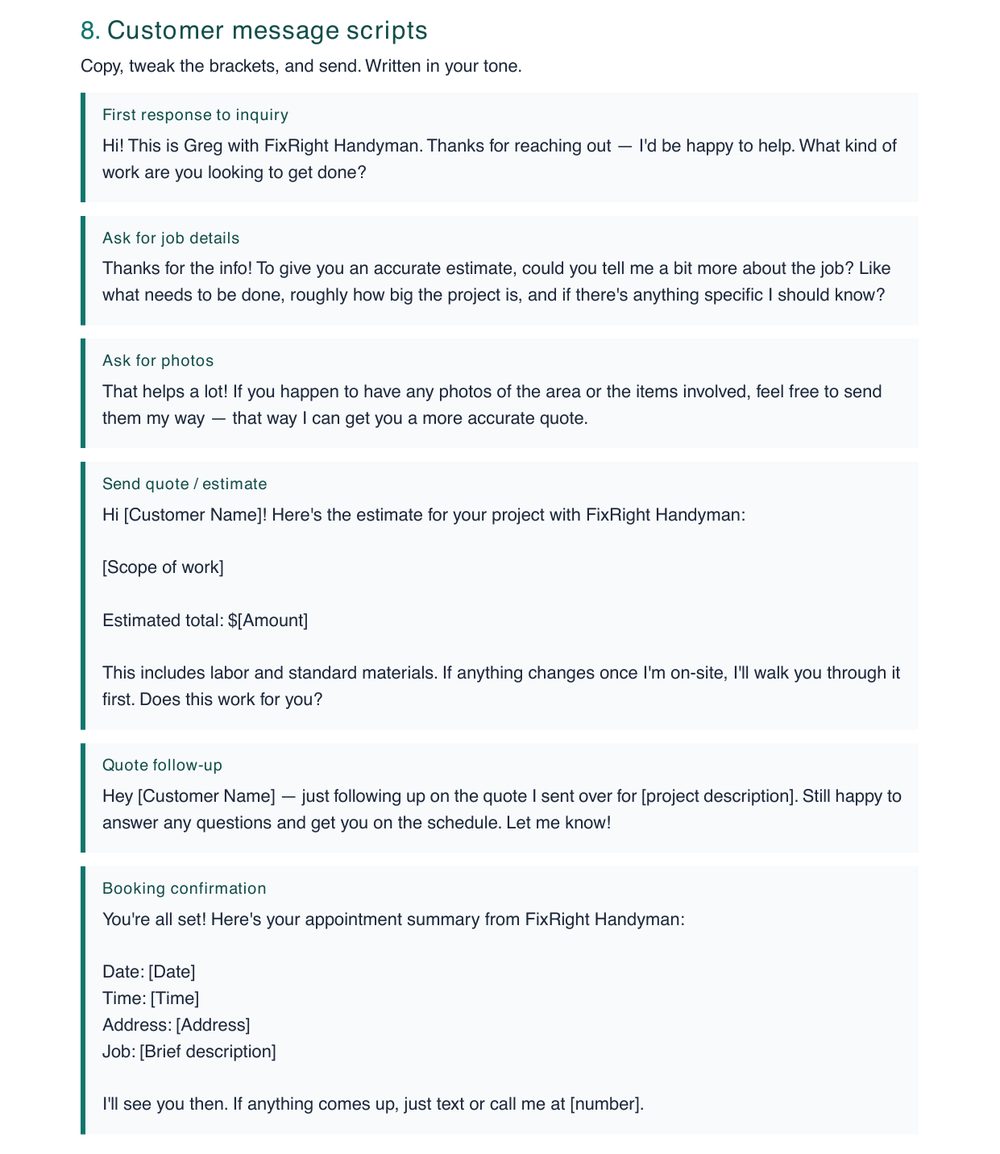 20 customer scripts preview