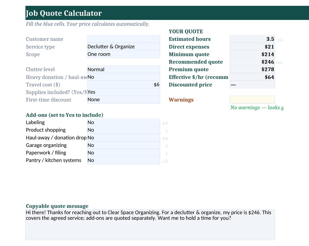 Job quote calculator preview