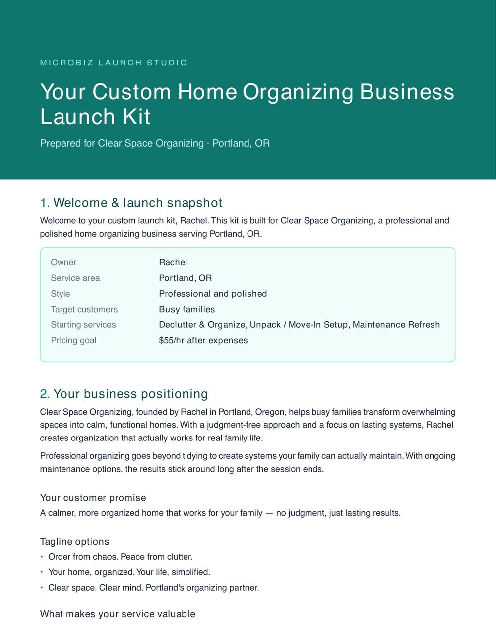 Personalized launch guide preview