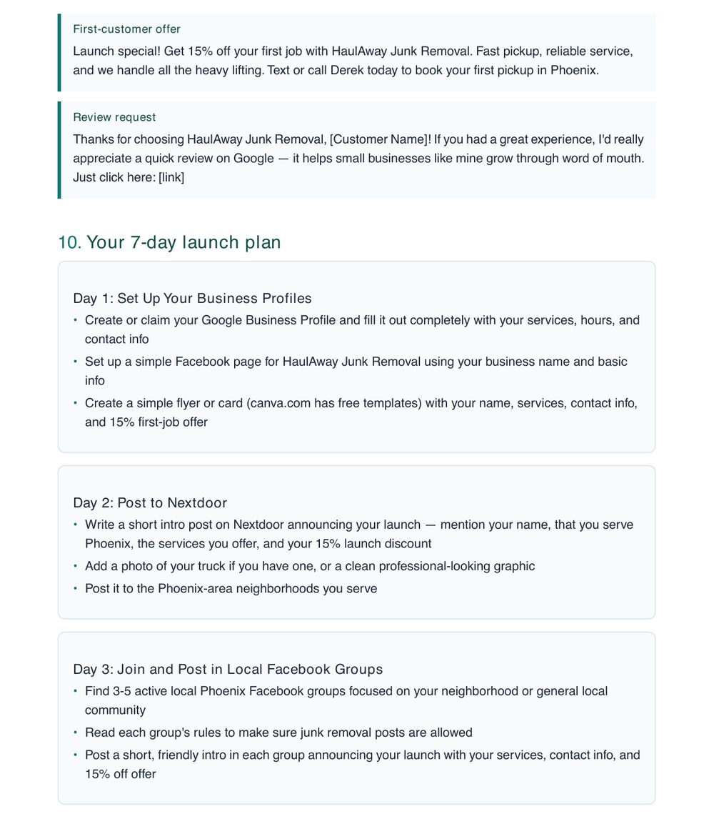 7-day launch plan preview