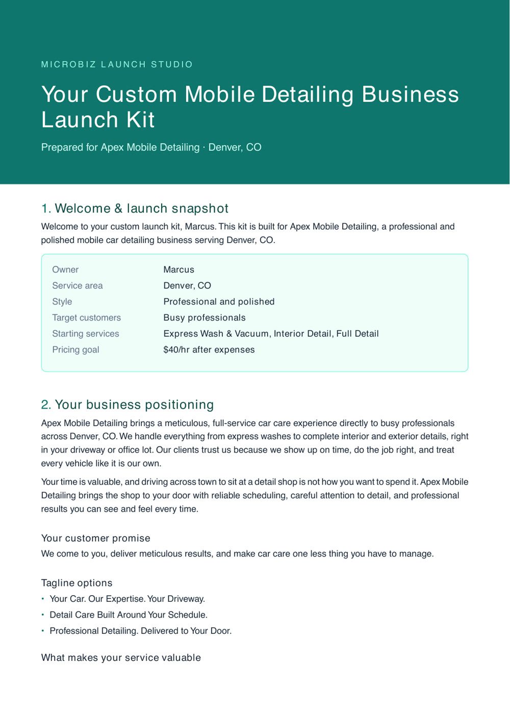 Personalized launch guide preview