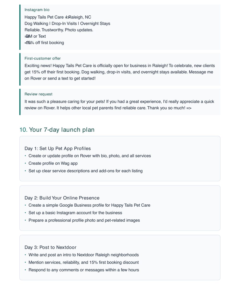 7-day launch plan preview