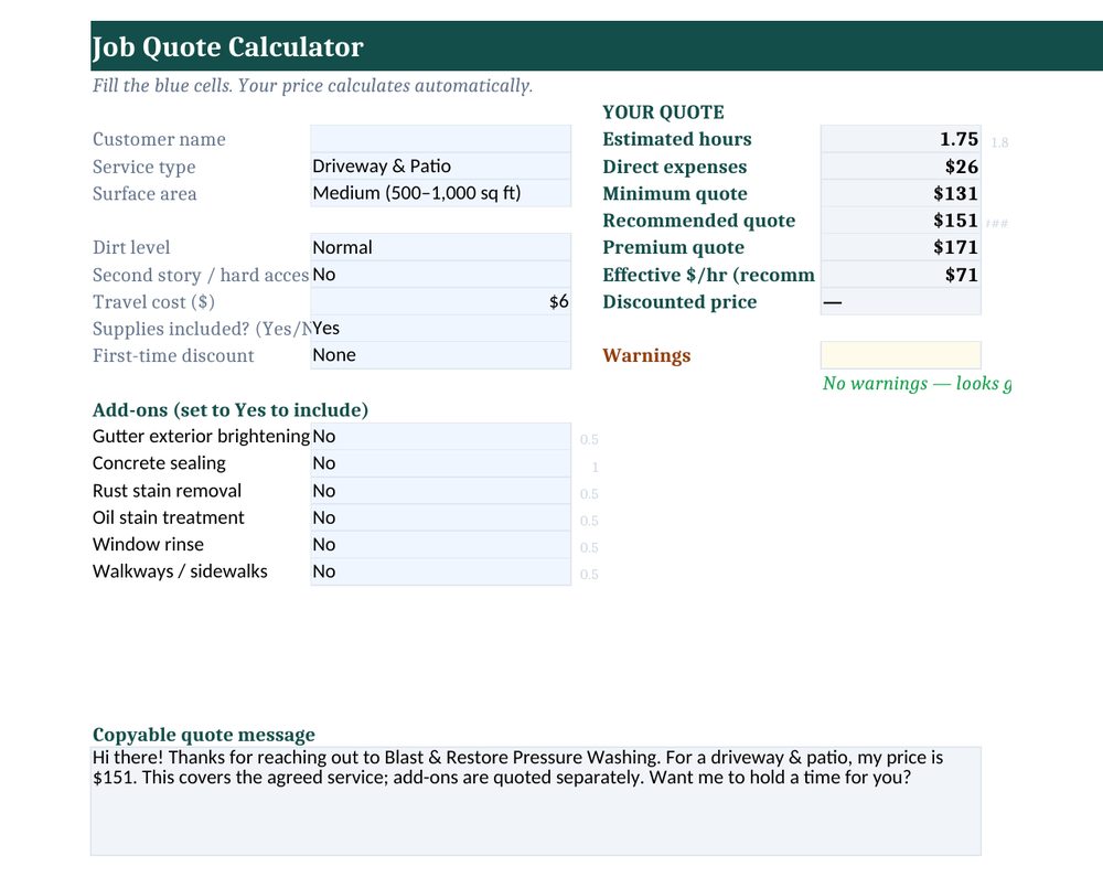 Job quote calculator preview