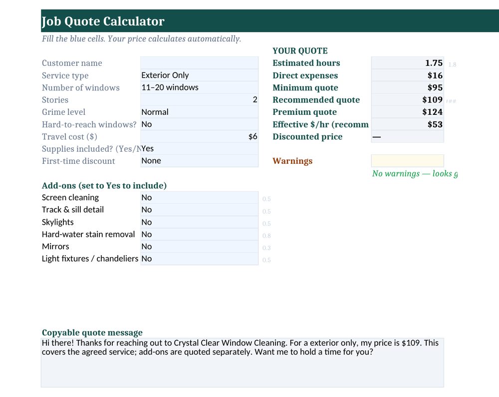 Job quote calculator preview